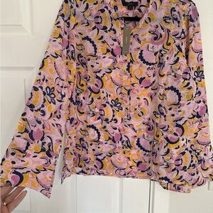 J. Crew Pink and Yellow Floral Button Down Shirt